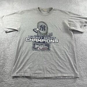 Vintage NY Yankees Shirt Mens XL Gray Subway Series Champions 2000s